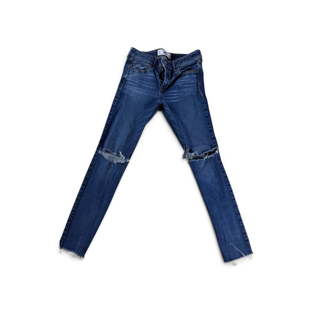 Hollister High-Rise Distressed Ankle Skinny Jeans, Size 26W 31L